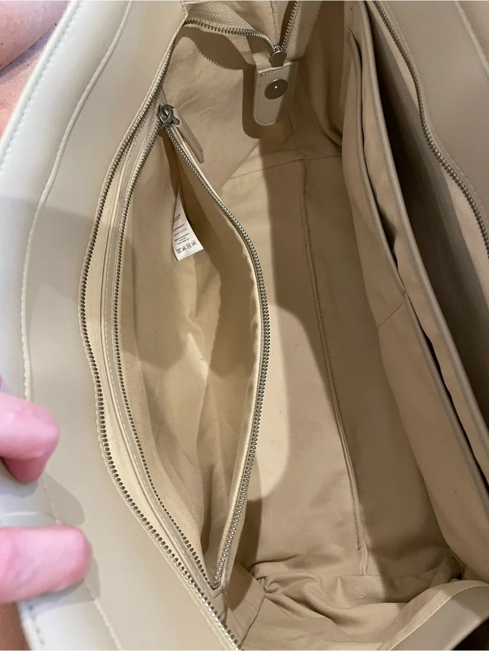 Monos Ivory Vegan Leather Metro Tote Bag